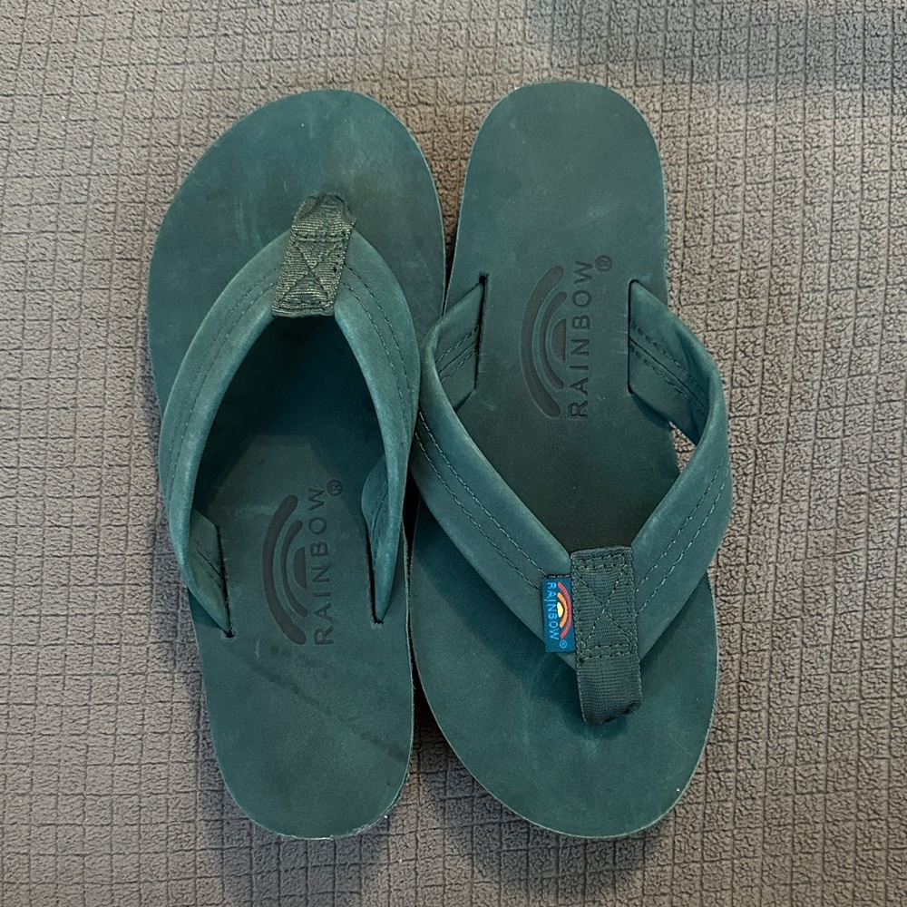 Rainbow Deep Teal Sandals NWOT